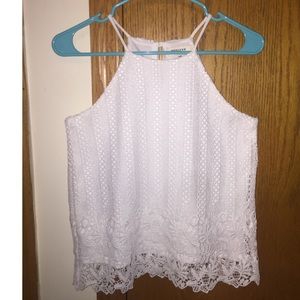 Lace High Neck Tank Top